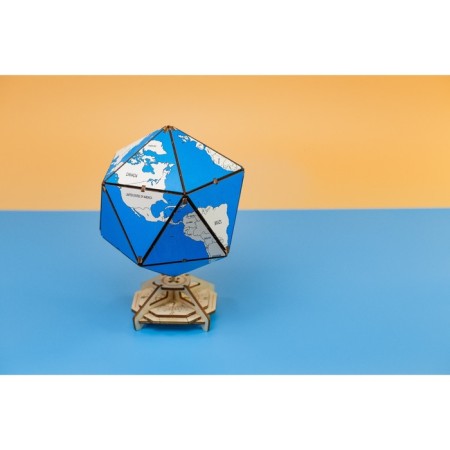 Designer Wooden 3D Ewa Globe Icosahedron with a secret (box, safe) blue-16