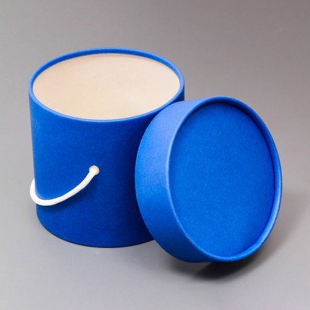Gift box, round, blue, with a lace, 12 x 12 cm-2