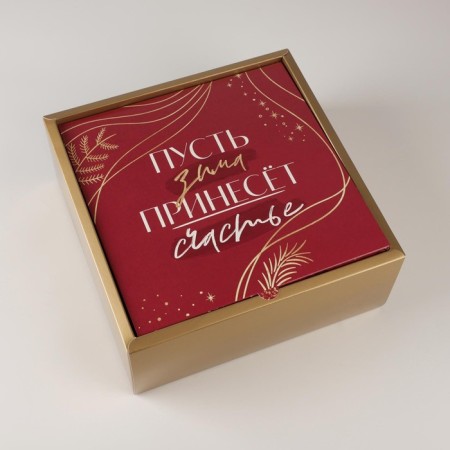 Folding box "Happiness in the New Year", 25 x 25 x 10 cm, New Year-1