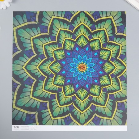 Scrapbooking paper "Flower mandala" density 180 g 30.5x32 cm-1