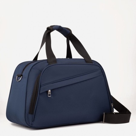 Road bag on lightning, 2 outer pockets, a suitcase holder, a long belt, the color is blue