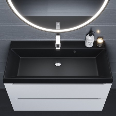 Sink uperwood Classic Quartz 100 cm, quartz, black matte, coal-5
