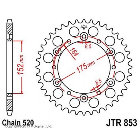 Leading star JT SPROCKETS JTR853-47, chain 520, 47 teeth