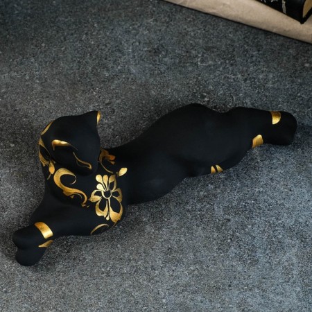 Figure "Cat Bagira Lying" Black Black 7x27x10cm-4