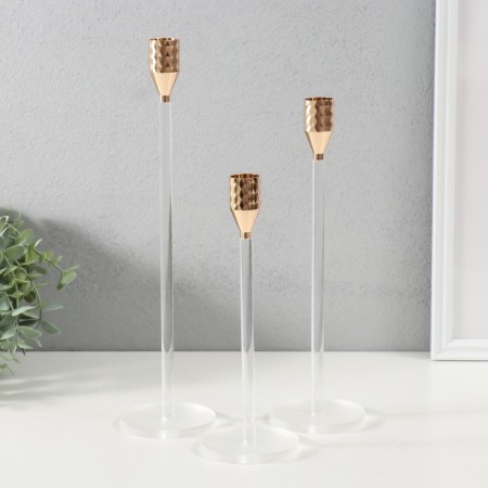 Summary metal, acrylic "rhombus" d = 2 cm, set 3 pcs h = 33 cm, 26.5 cm, 22.5 cm-1