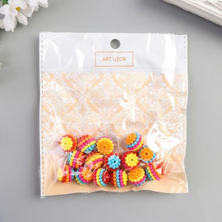 Beads for creativity plastic "Ribbed striped" set 15 grams d = 1.2 cm-2