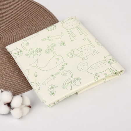 Baby oilcloth "Cartoons", district. 100x140 cm., Without edging, white/green color