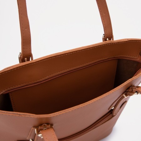 Zipper bag, external pocket, terracotta color-2