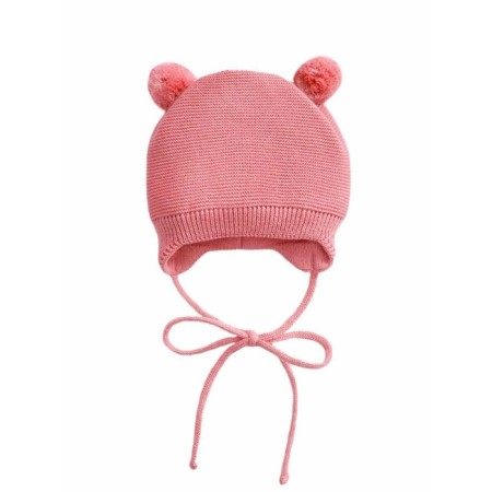 A cap on ties with pompons Children's Amarobaby Pure Love Pompony, with a lining, size 42-44 cm, pink color-1