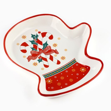 New Year! Ceramic Ceramic dish "New Year's lines", 20x17.5x3 cm, white color-1