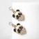 Emall earrings "Panda" with hearts, black and white color in gold