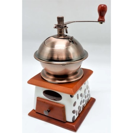 Manual coffee grinder, size 12.5x12.5x21 cm, brown color