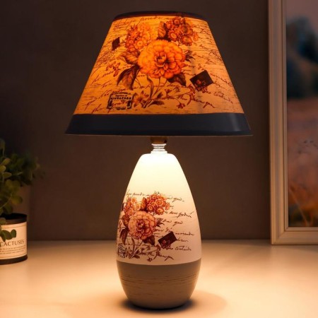Lamp table ceramics "Bouquet with peonies" E14 220V 37x25x25 cm Risalux-2