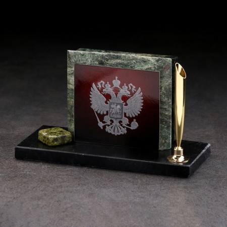Набор настольный "Герб на красном фоне", змеевик-1