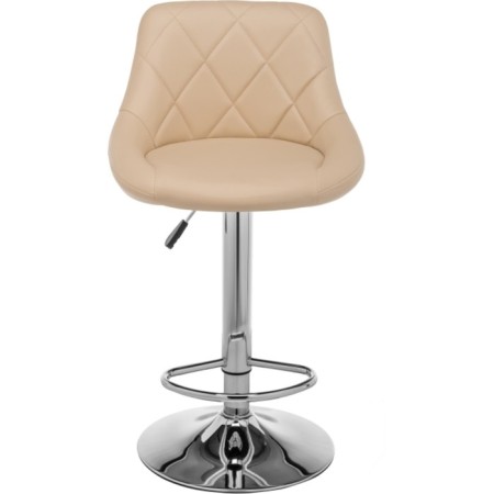 Barrier stool Curt metal/eco -leather, beige/chrome 45x50x84 cm-1