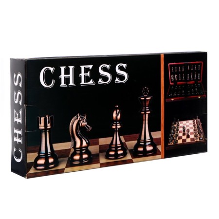 Chess souvenir, wooden board 53 x 53 cm, metal figures-5