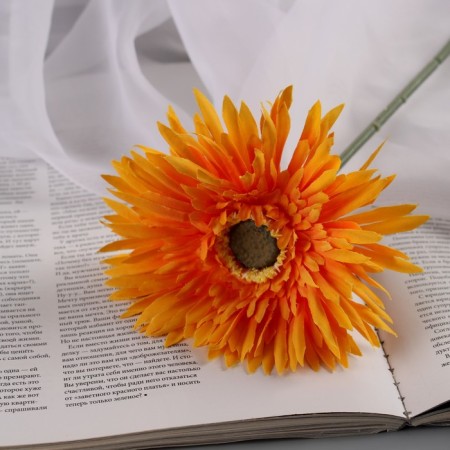 Artificial flowers "chrysanthemum lux" d-11sm, 40 cm, orange-1