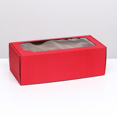 Self -charged box, with a window, scarlet, 16 x 35 x 12 cm