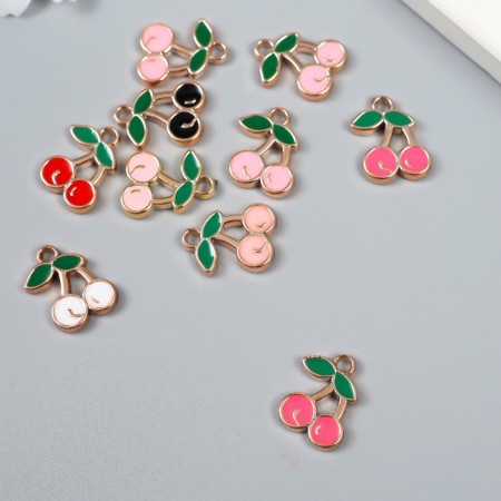 Decor for creativity plastic for metal "Two cherries" mix set 10 pcs 1.3x1.7 cm-1