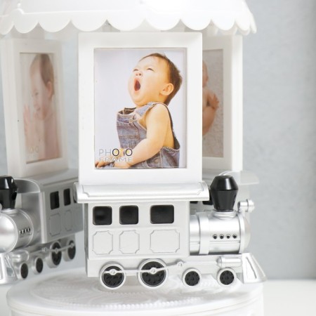 Photo frame Plastic in 6 photos 5x6 cm musical "Carousel with trains" 14x14x25 cm-2