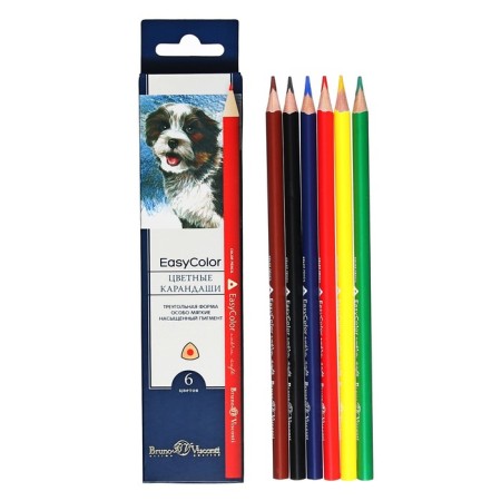 Pencils 6 colors BrunovisConti Easycolor, three -sided