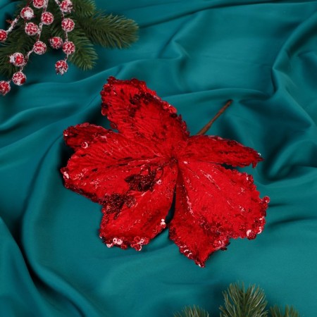 Decor "Winter Flower" droplets of the edge, 18x20 cm, red