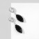 Earrings with rhinestones "Eden" almonds, white-black color in silver