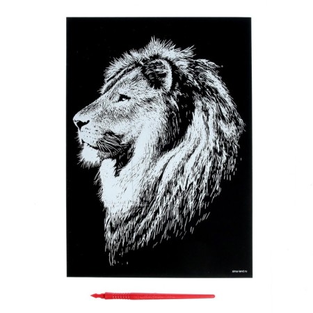 Engraving “lion” with a metallic effect “silver” A4-3