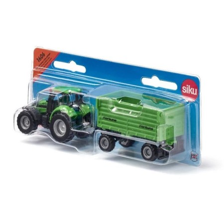 Siku Deutz-Fahr tractor with a four-wheeled trailer
