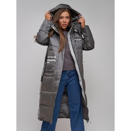 Coat insulated winter female, size 42, dark gray color-17