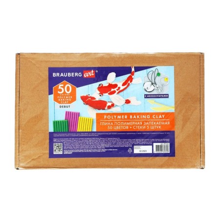 Plastic-polymer clay baked set, Brauberg, 50 colors x 20 g, with accessories-17