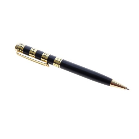 Gift handle, ballpoint "luxury" in a plastic case, rotary, black with golden inserts-2