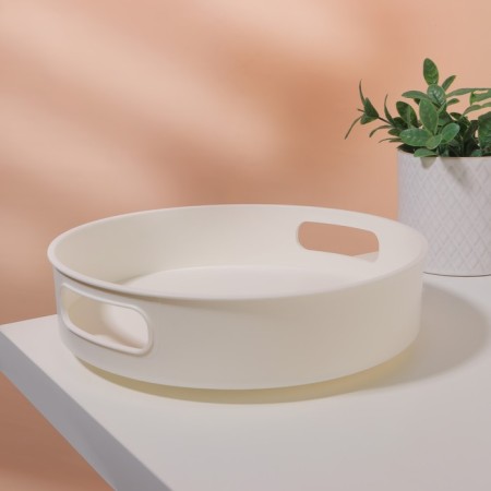Organizer for storage, rotating, with handles, 25.5 × 6.5 cm, white color-3
