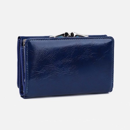 Women's wallet on the button, blue color-1