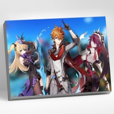 Картина по номерам 30 × 40 см «Геншин. Тарталья с Розарией и Фишль» 30 цветов