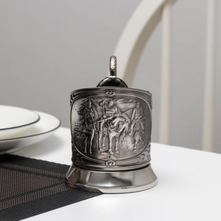 The cup holder "Three heroes", D = 72mm, nickel -ichel, with blackening