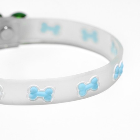 Collar "Bones", 28 x 1 cm, Osh 18-24 cm, transparent/blue-3