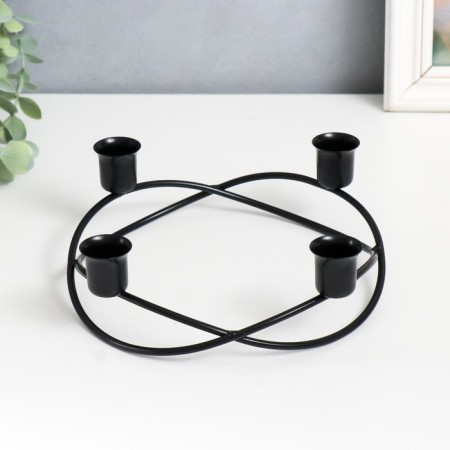 Summary Metal for 4 candles "Round dance" d-2.5 cm black 19x19x7 cm-1