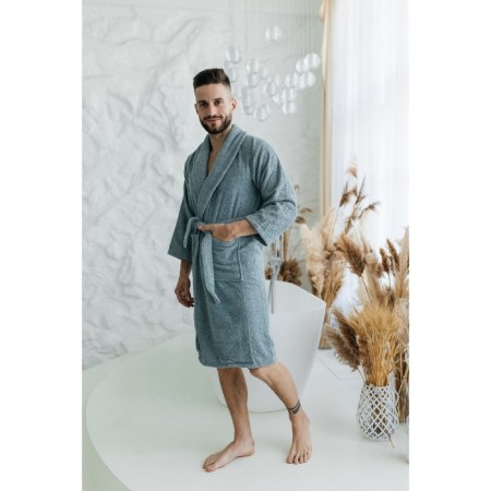 Terry dressing gown, size 46, dark-soot color