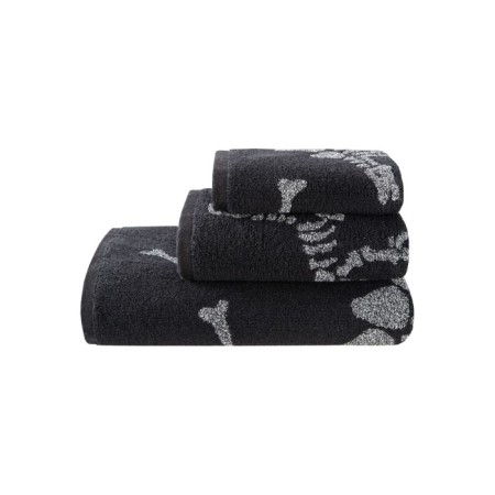 Terry towel Bones, size 50x90 cm, black color-4
