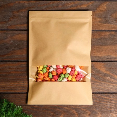 Zip-Lock package Craft with a rectangular window, flat, 18 x 30 cm