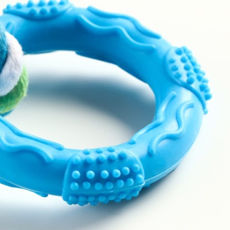 Chewing toy with a rope "piece of the sun", 8 cm, blue-2