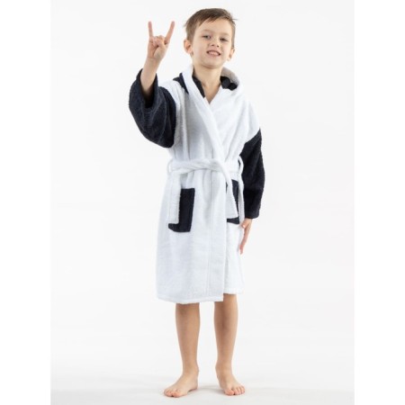 Terry robe for a boy, height 122-128 cm, white color-2