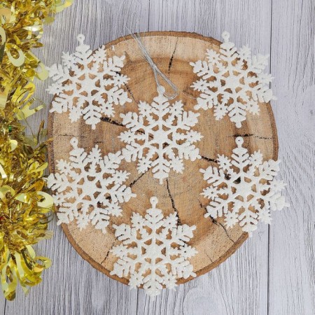 Christmas tree decoration "Disorder snowflake" (set 6 pcs) D-7 cm, white
