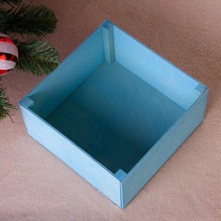 New Year. Gift box "New Year, with a Christmas tree", blue, 20 × 20 × 10 cm-2