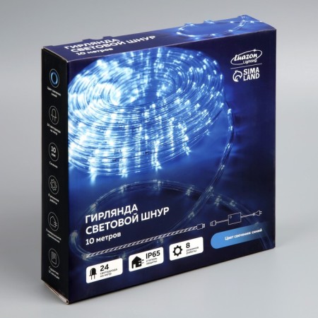 Luazon Lighting 10 mm light cord, IP65, 10 m, 24 LED/m, 220 V, 8 modes, glow blue-8