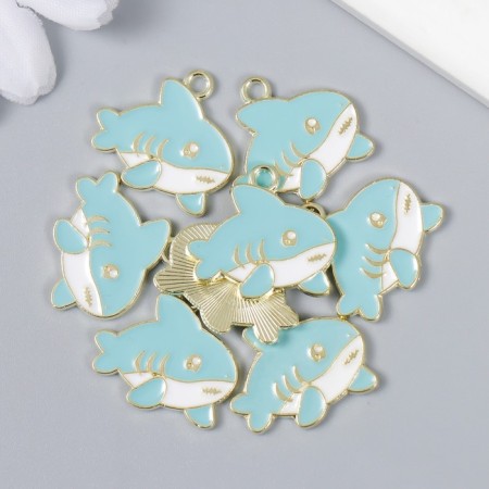 Decor for creativity metal, enamel "Blue shark" 1.6x2 cm-2