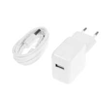 Network charger Luazon LCC-97, 1 USB, 2.1 A, 10 W, MicroUSB cable, white