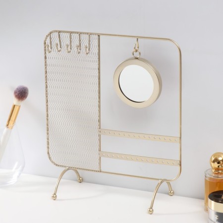 Souvenir Metal with a mirror stand for jewelry "Network" gold 25.3x10x28.7 cm-1