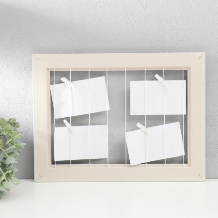 Photo frame plastic in 4 photos "simplicity" with clothespins, gray 40x30 cm-2